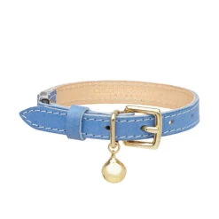 Collier Pour Chat En Cuir Bleu Pop (2 Couleurs)