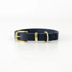 Collier Pour Chien En Cuir Souple The Classic 23 Collier Pour Chien En Cuir Souple The Classic -Hariet & Rosie collar navy gold min