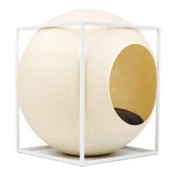 Le Cube Meyou -Hariet & Rosie web cat cube metal champagne meyou paris side