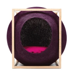 Le Cube Meyou -Hariet & Rosie web cat cube wood plum meyou paris front